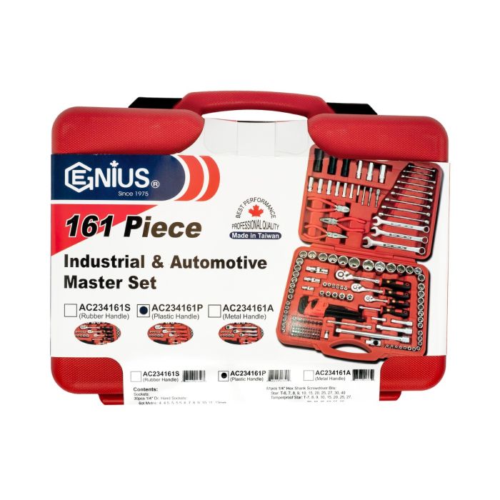 Genius Tools Socket and Ratchet Set 161 Piece Metric and SAE