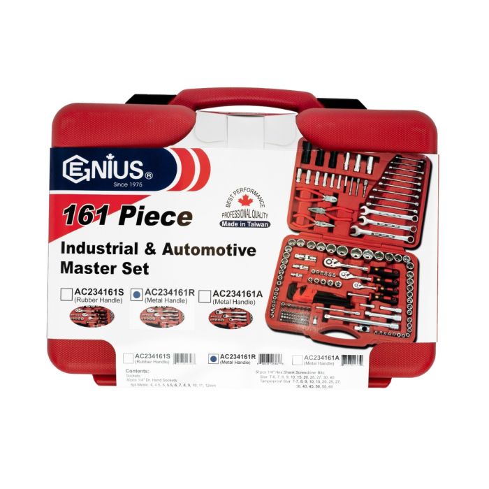 Genius Tools Socket and Ratchet Set 161 Piece Metric and SAE