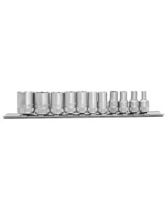 Genius Tools Hand Socket Set 11-Piece SAE 1/4 Inch Drive Durable Chrome Vanadium Steel - GS-211S