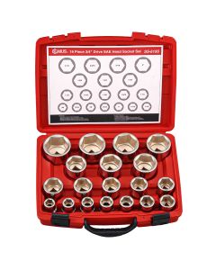 19-Piece SAE Hand Socket Set - Durable CR-Mo Steel