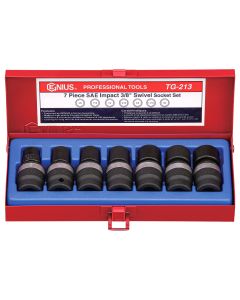 Genius Tools 7pc SAE Swivel Impact Socket Set