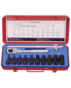 12-Piece Metric Hex Impact Bit Socket Set - CR-Mo