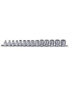 Genius Tools 14-Piece SAE Socket Set - 12-Point, 3/8 Dr.