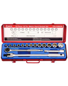 16-Piece Metric Socket Set - Genius Tools TW-416MAM