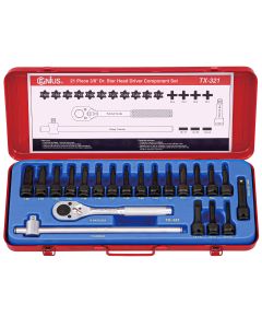 21-Piece Star Impact Bit Socket Set - Durable CR-Mo