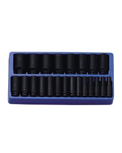 22-Piece SAE Deep Impact Socket Set - CR-Mo Quality