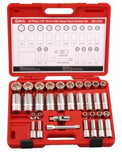 34-Piece SAE Socket Set - Genius Tools DS-434S