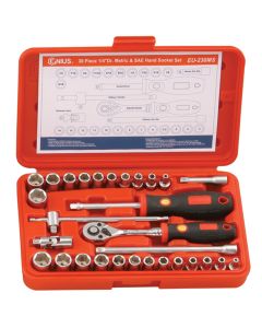 30-Piece Metric & SAE Socket Set - Genius Tools EU-230MS
