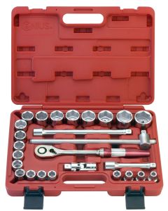 26Pc Metric Hand Socket Set with Aluminum Handle