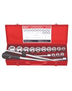 17Pc 3/4 Dr. Metric Socket Set with Metal Handle