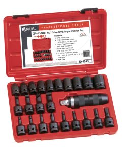 24-Piece SAE Impact Driver Set - Durable CR-Mo Steel