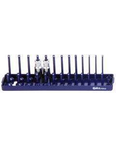 Genius Tools 1/4" Dr. Metric Master Socket Organizer Tray Labeled and Holds sizes 4mm-15mm - 010228M