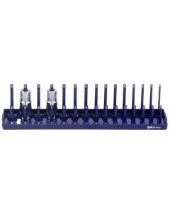 Genius Tools 3/8" Dr. Metric Master Socket Organizer Tray Labeled and Holds sizes 6mm-20mm - 010330M
