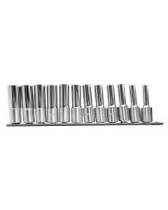 Genius Tools Socket Set 12-Piece Metric Deep 1/2 Inch Drive 12-Point High-Strength Hand Sockets - TW-412MD