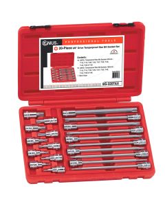 Genius Tools 20 Piece 3/8" Dr. Tamperproof Star Bit Socket Set - BS-320TAX