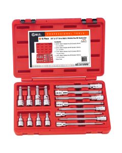 Genius Tools 16 Piece 3/8" & 1/2" Dr. Metric Wobble Bit Socket Set - BS-3416WM