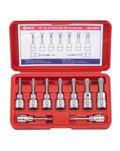 Genius Tools 9 Piece 1/2" Dr. Star Bit Socket Set - BS-409T