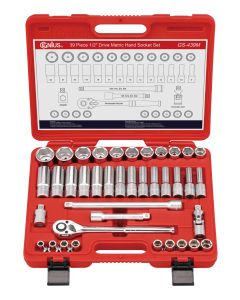 Genius Tools 39-Piece 1/2" Dr. Metric Deep Socket Set, Cr-V, GS-439M