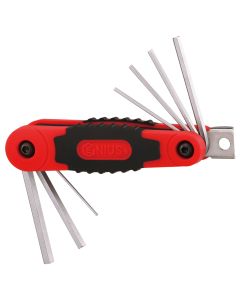 Genius Tools 7pc Metric Hex Key Set, HSS, Foldable, HK-007GMF