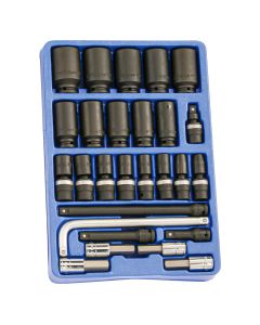 Genius Tools 27 Piece 1/2" Dr. SAE Impact Socket & Accessory Set - MS-027S