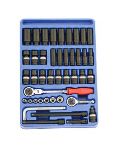 Genius Tools 42 Piece 3/8" Dr. Metric Impact Socket & Star Hand Socket Set - MS-042M