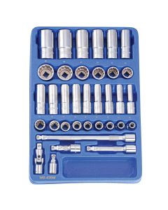 Genius Tools 35 Piece 1/2" Dr. Metric Deep Hand Socket Set - MS-435M