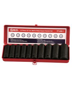 Genius Tools 10 Piece 1/2" Dr. Metric Deep Impact Socket Set - (Old Part# TF-008) - TD-410M