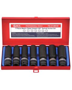 Genius Tools 7 Piece 3/8" Dr. Metric Deep Swivel Impact Socket Set - TG-213M1D