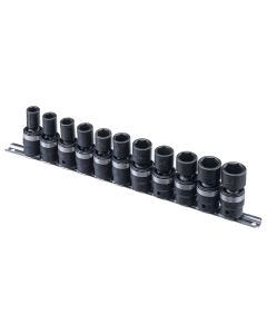 Genius Tools 11 Piece 1/2" Dr. Metric Swivel Impact Socket Set - TG-411M
