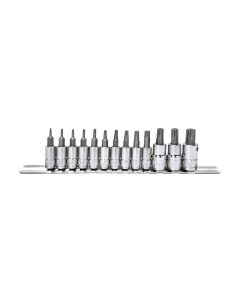 Genius Tools 13 Piece 1/4" & 3/8" Dr. Tamperproof Star Bit Socket Set - BS-2313TP