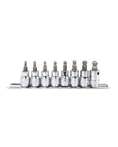 Genius Tools 8 Piece 3/8" Dr. SAE Wobble Hex Bit Socket Set - BS-308WHS