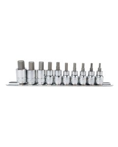 Genius Tools 10 Piece 3/8" Dr. SAE Hex Bit Socket Set - BS-310HS