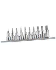 Genius Tools 10 Piece 3/8" Dr. Tamperproof Star Bit Socket Set - BS-310TA