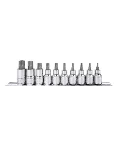 Genius Tools 10 Piece 1/2" Dr. Tamperproof Star Bit Socket Set - BS-410TA
