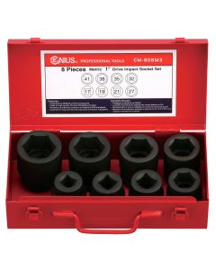 CM-808M3 8Pc 1" Dr. CrMo Impact Socket Set 17-41mm - Durable & Precise