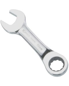 Genius Tools 3/8" Stubby Ratcheting Wrench, Steel, 770212
