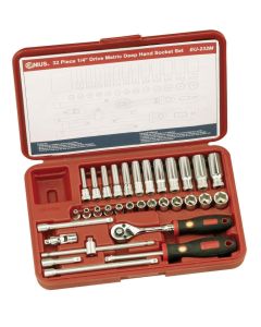 Genius Tools 32 Piece 1/4" Dr. Metric Deep Hand Socket Set - EU-232M