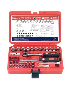EU Tools 40Pc 1/4" Dr. Metric Socket Set, 72T Rubber Handle - EU-240M2