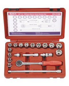Genius Tools 19 Piece 3/8" Dr. Metric Hand Socket Set - EU-319M