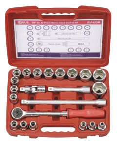 Genius Tools 22 Piece 1/2" Dr. Metric Hand Socket Set - EU-422M
