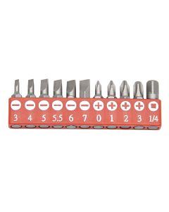 Genius Tools 11-Piece HSS Screwdriver Bit Set, Slotted & Phillips, SB-111SP