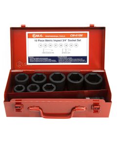 Genius Tools 10pc 3/4" Dr. Metric Impact Socket Set CR-Mo CM-610M