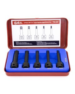 Genius Tools 5pc 3/8" Dr Triple Square Impact Set CR-Mo TM-305