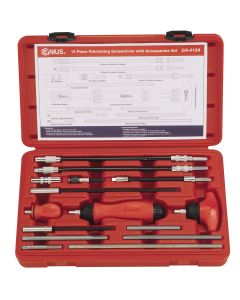 Genius Tools 15 Piece 1/4" Hex Shank Ratcheting Screwdriver Accessory Set - GA-015A