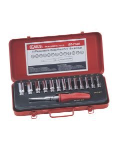 Genius Tools 14 Piece 1/4" Dr. Metric Deep Hand Socket Set - GD-214M