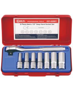 GD Tools 8Pc 1/2" Dr. Metric Deep Socket Set, 24T Handle - GD-408M2