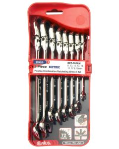 Genius Tools 8 Piece Metric Flex Head Combination Ratcheting Wrench Set - GFP-7608M