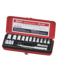 Genius Tools 16 Piece 1/4" Dr. SAE Hand Socket Set - GS-216S
