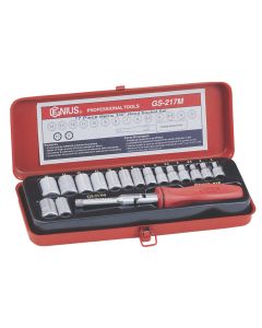 Genius Tools 17 Piece 1/4" Dr. Metric Hand Socket Set - GS-217M
