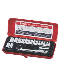 Genius Tools 18 Piece 1/4" Dr. Metric Hand Socket Set - GS-218M